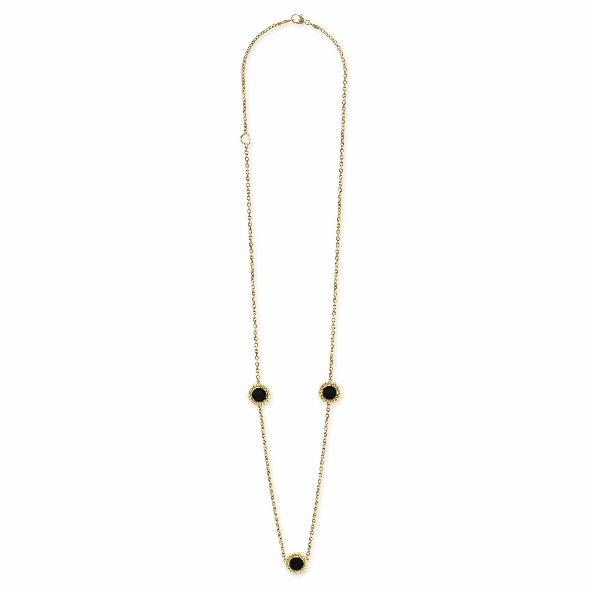 Covet Three Station Round Onyx Necklace