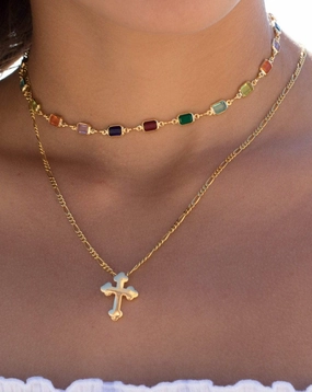 Cross Necklace ~ Gold Vermeil~MN034
