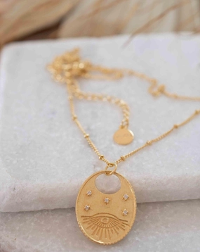Cubic Zirconia or Black Onyx ~ Evil Eye Necklace ~ Gold Plated 18k ~ MN115