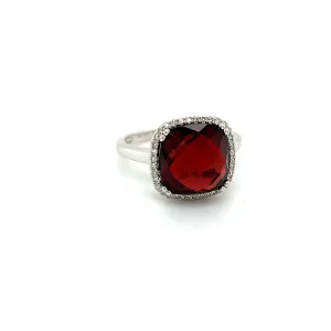 Cushion Garnet and Diamond Ring