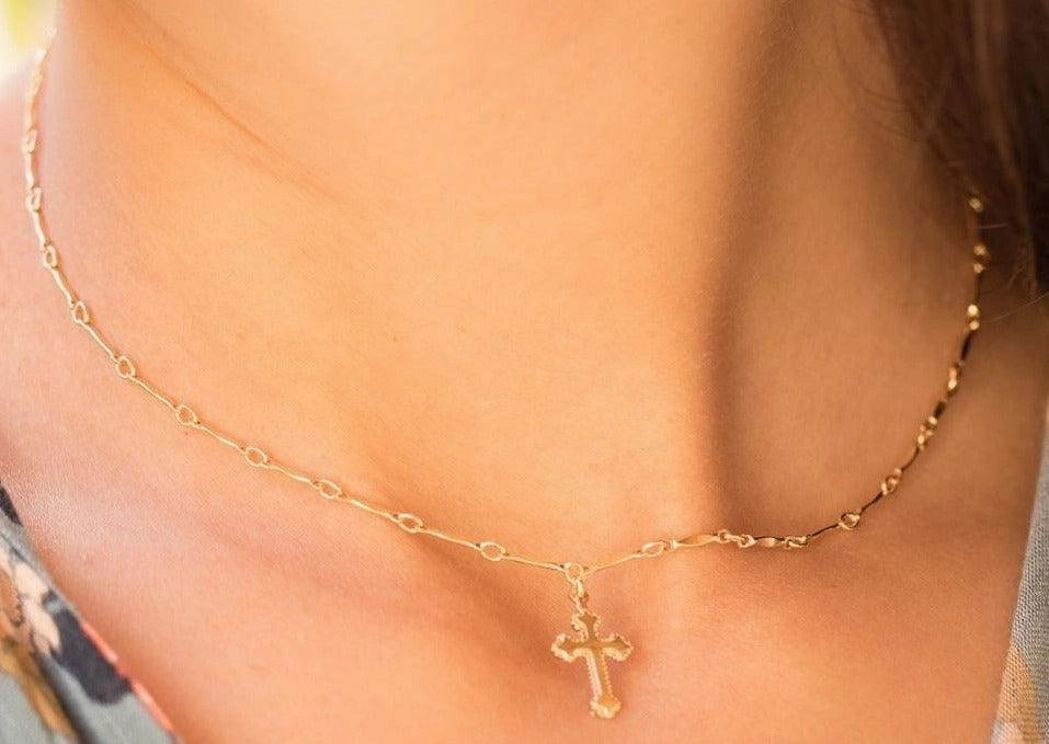 Dainty Cross Necklace ~ Gold Filled~MN045