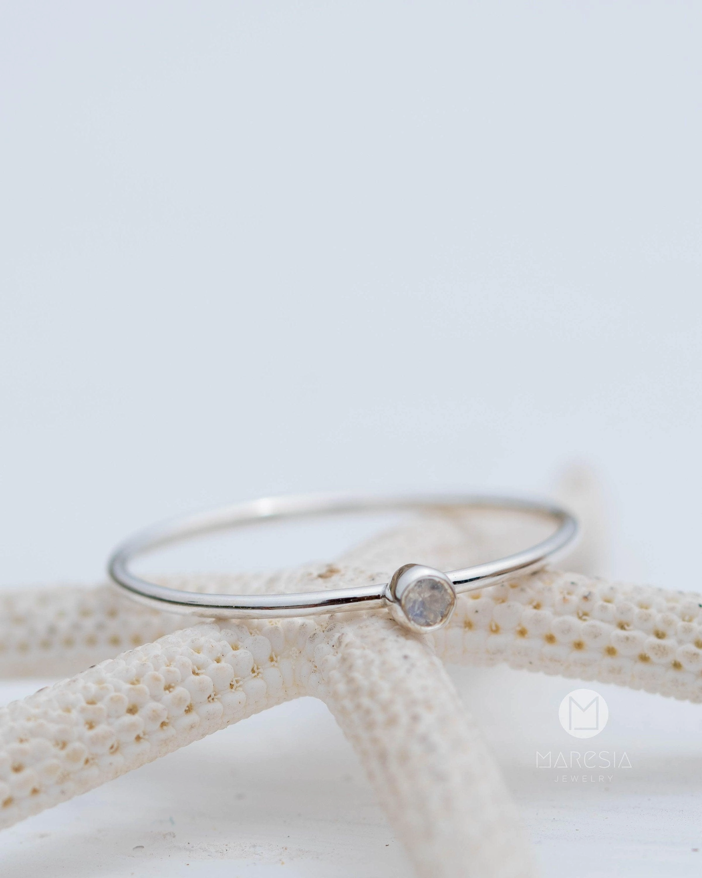 Dainty Moonstone Ring~ Sterling Silver 925 ~ MR055