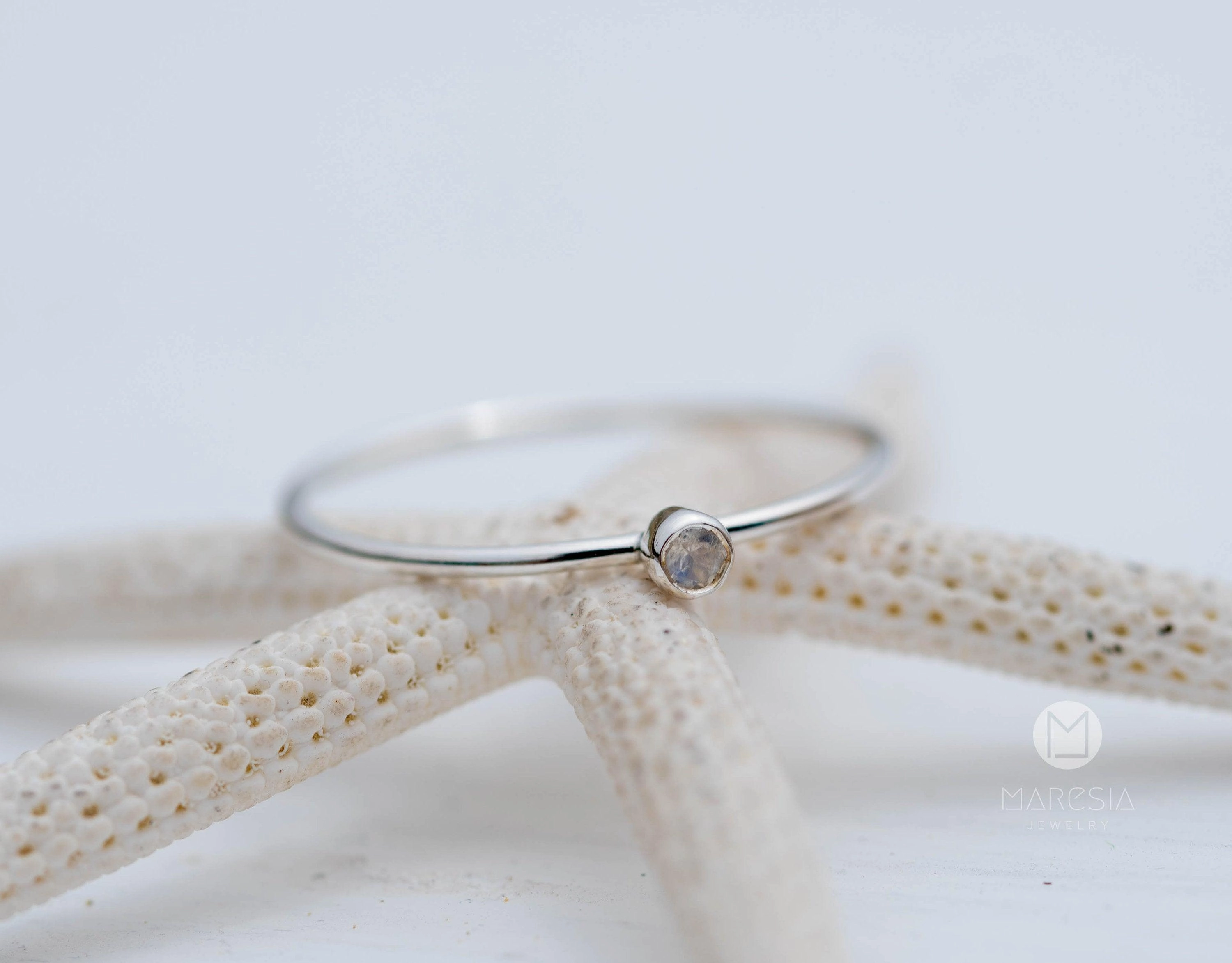 Dainty Moonstone Ring~ Sterling Silver 925 ~ MR055