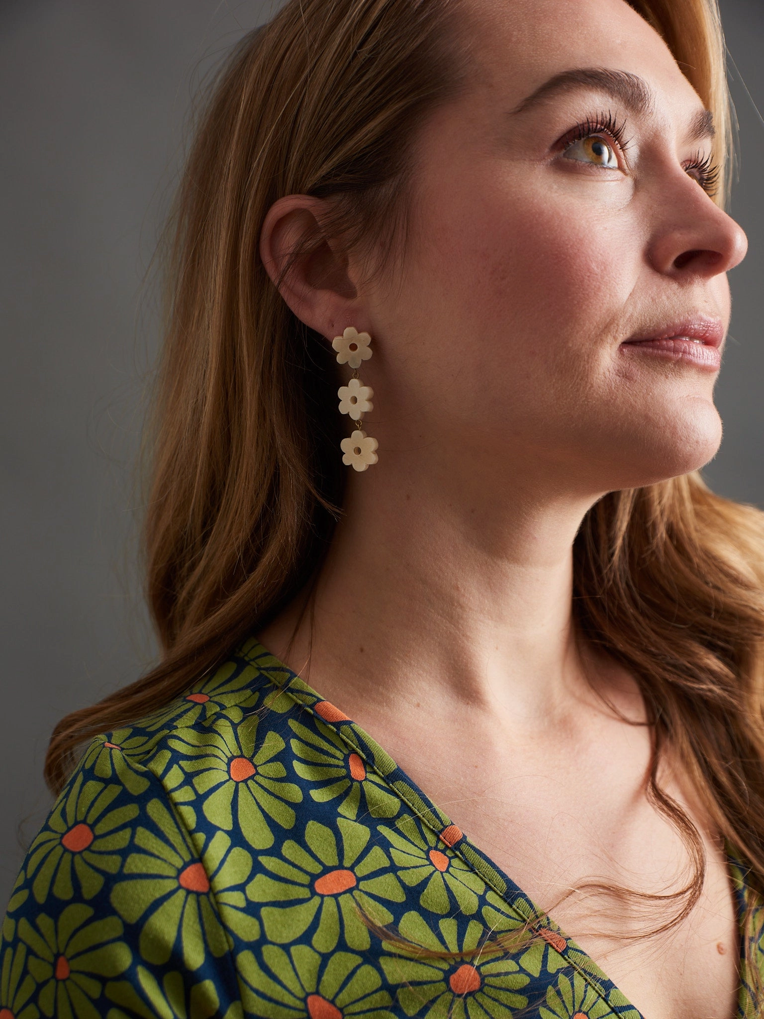 Daisy Drop Earrings - White