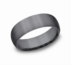 Dark Tantalum Satin 8mm Domed Wedding Band