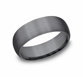 Darkened Tantalum 'The Watchman' 6mm Domed Wedding Band