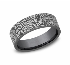 Darkened Tantalum The Basket Weave 6.5mm European Comfort Fit Wedding Band