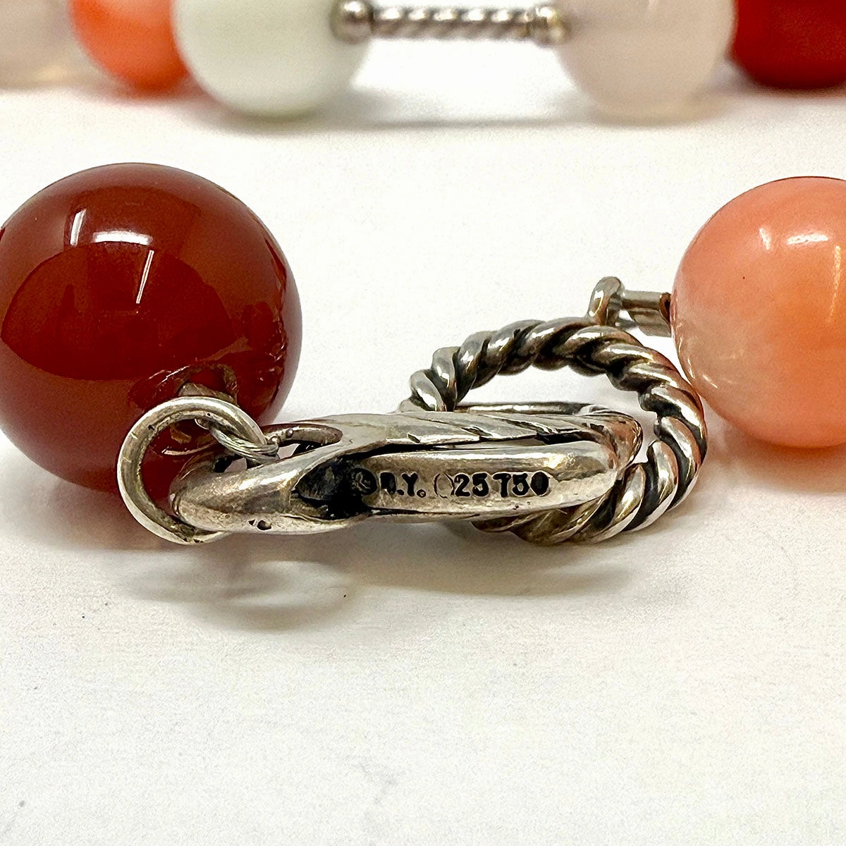 David Yurman Sterling Silver and Coral Necklace