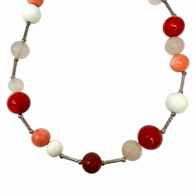 David Yurman Sterling Silver and Coral Necklace