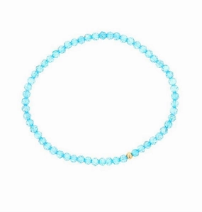 December Birthstone Bracelet: 4mm Faceted Blue Topaz Bracelet With Gold Filled Finishing Bead