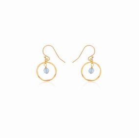 December Birthstone Earrings: Gold Filled Circle Earrings With Blue Topaz Beads