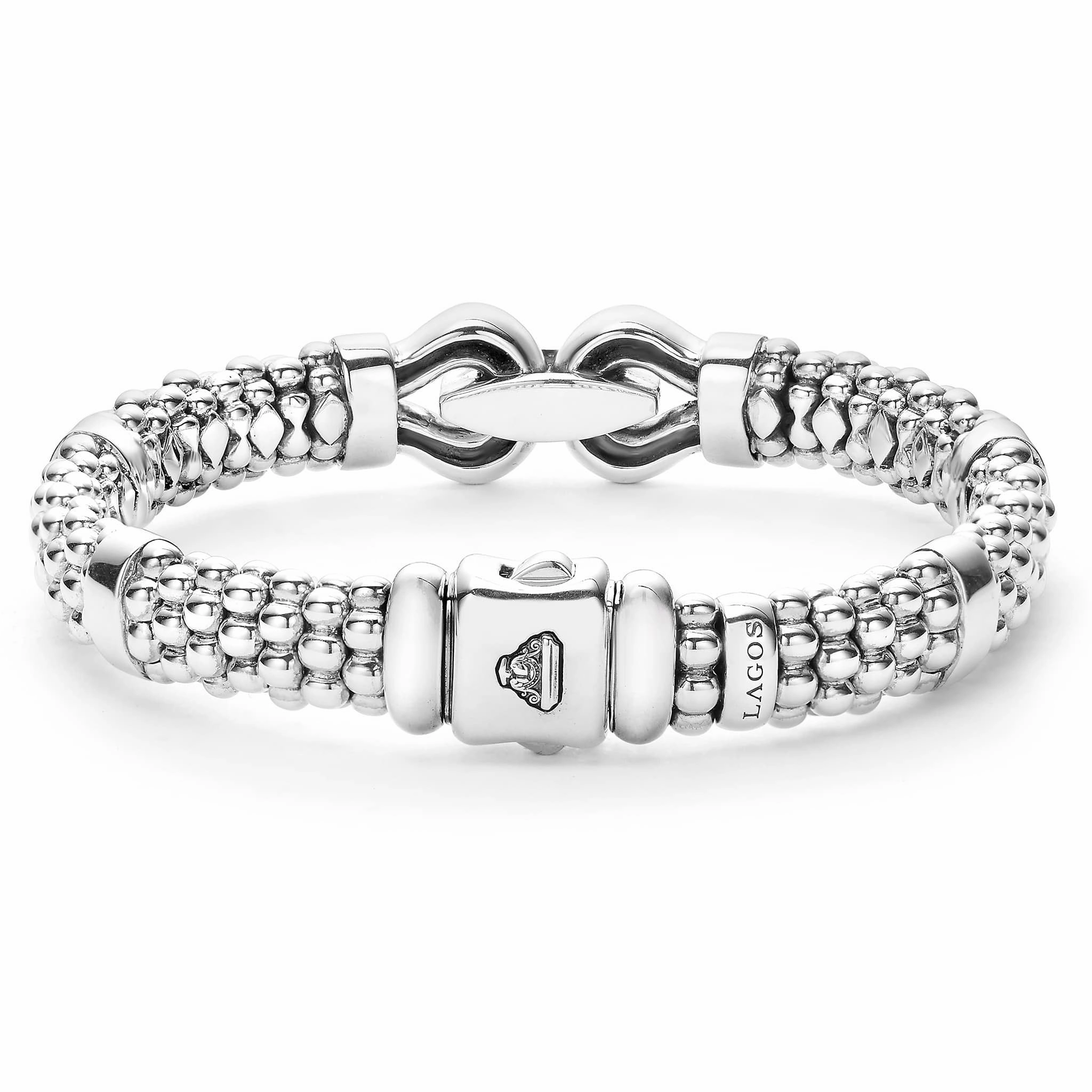 Derby Silver Caviar Buckle Bracelet | 9mm