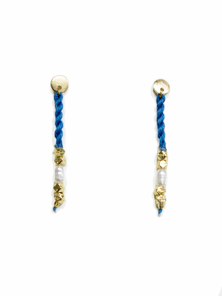 Devin Corded Dangle Earrings - Blue