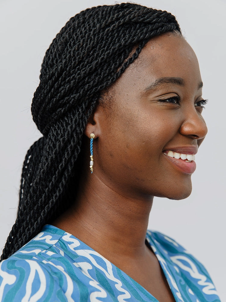 Devin Corded Dangle Earrings - Blue
