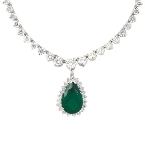 Diamond Rivire Necklace with Detachable Colombian Emerald Pendant
