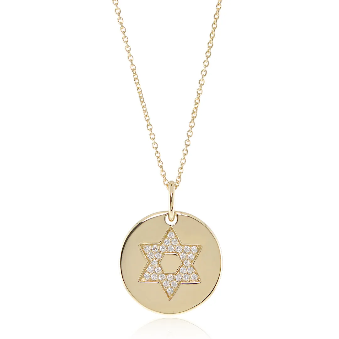Diamond Star of David Round Pendant Necklace