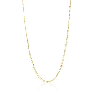 Diamond Station Double Chain Necklace