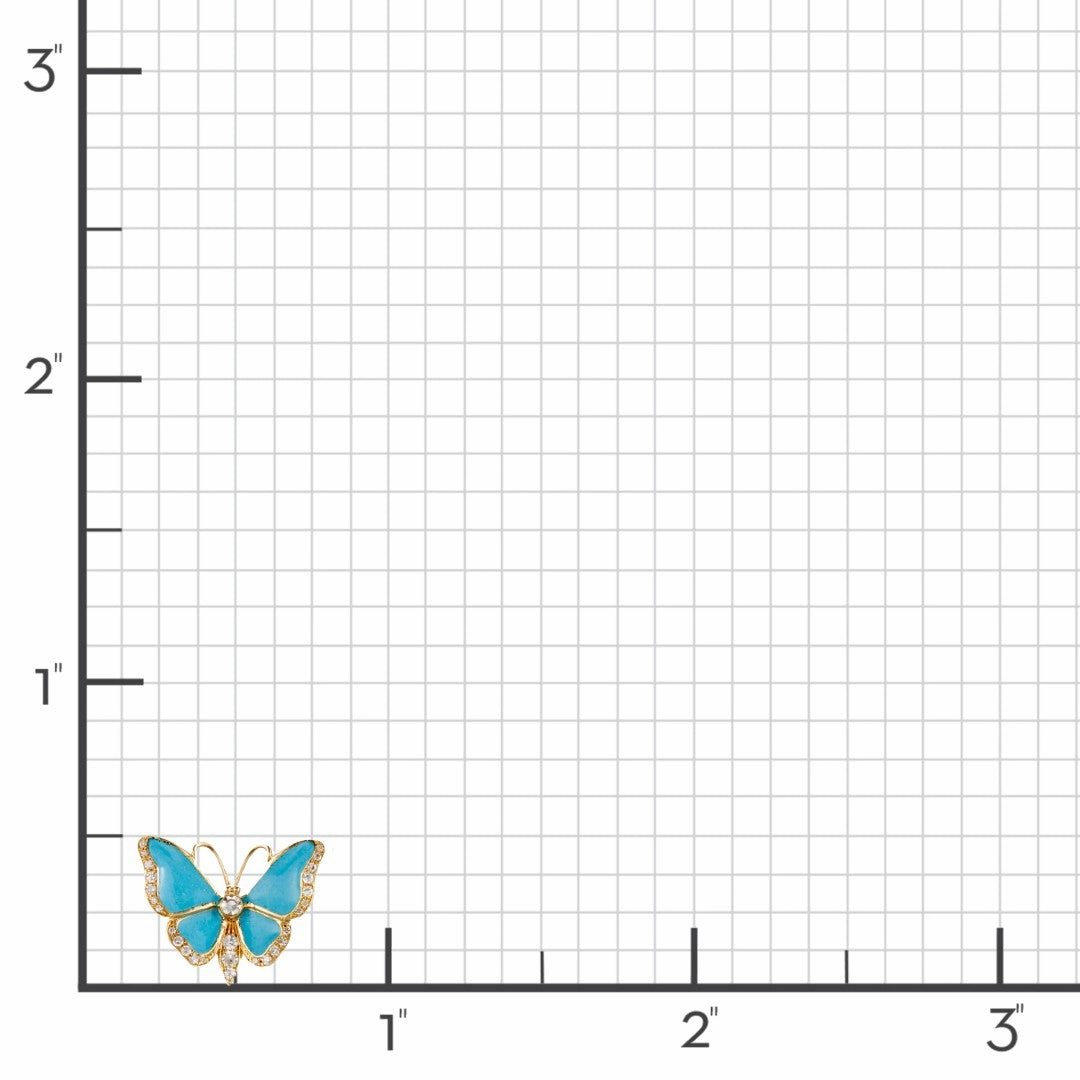 Diamond & Blue Enamel Butterfly Earrings
