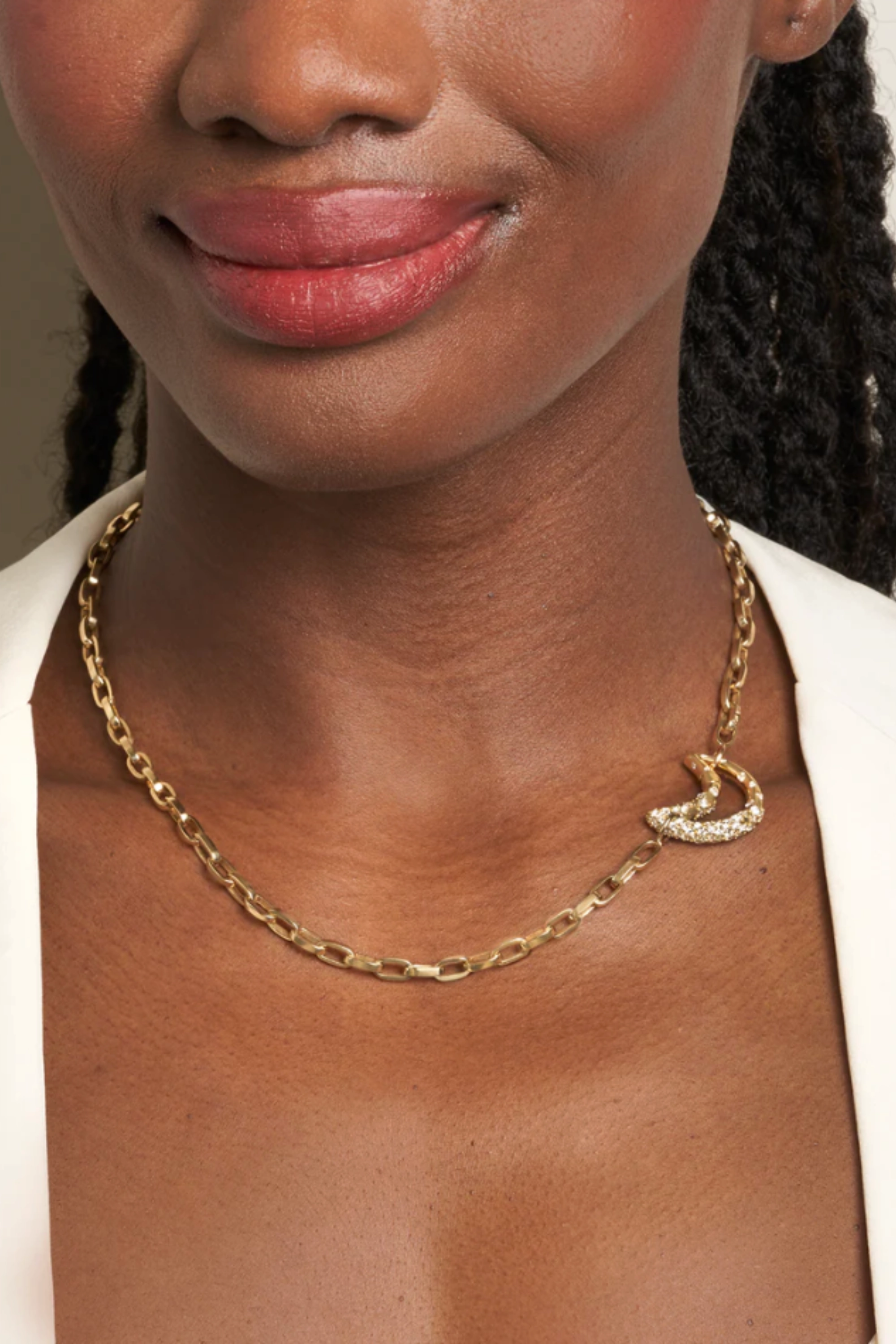 Diamond Dipped Moonlock, Yellow Gold