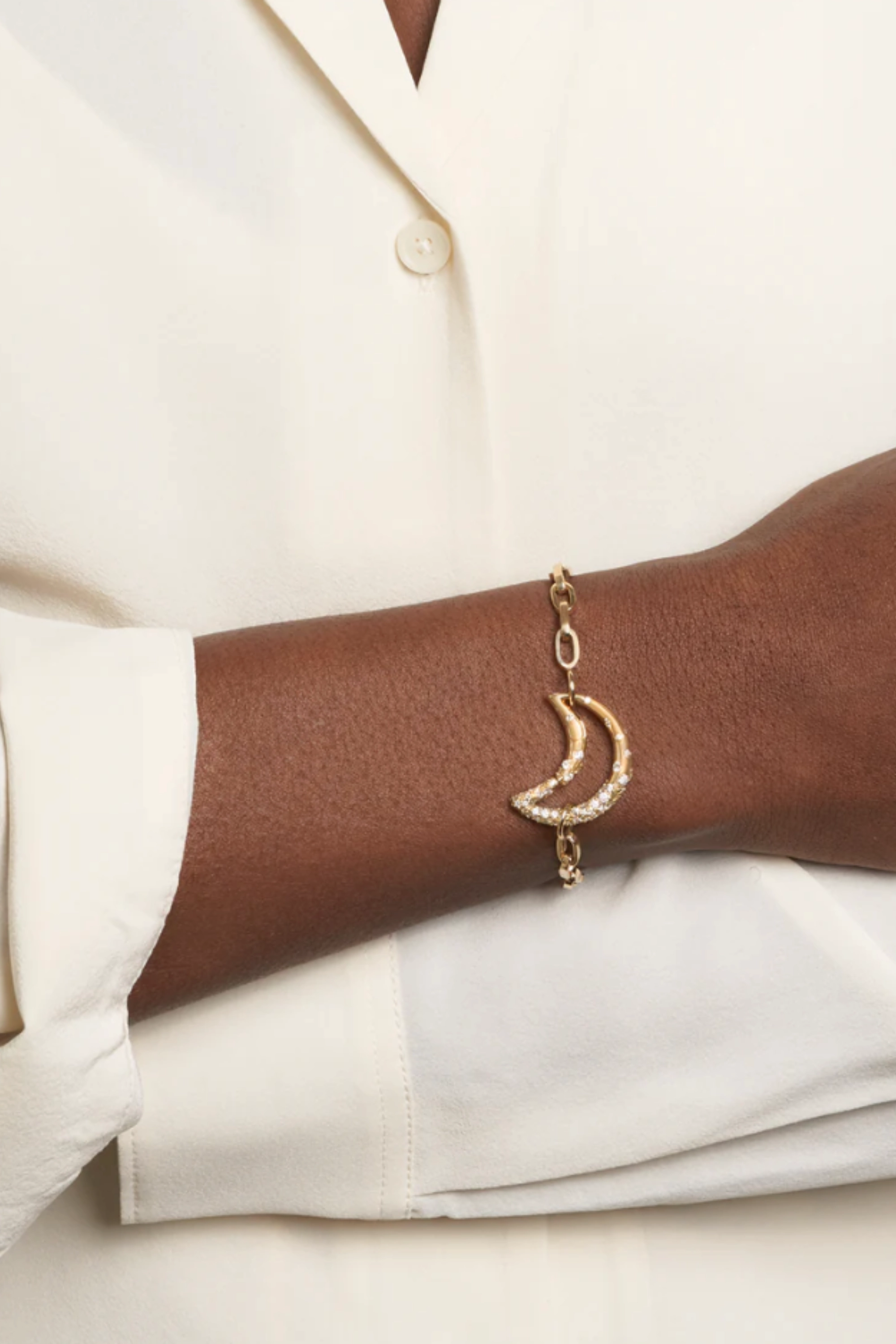 Diamond Dipped Moonlock, Yellow Gold
