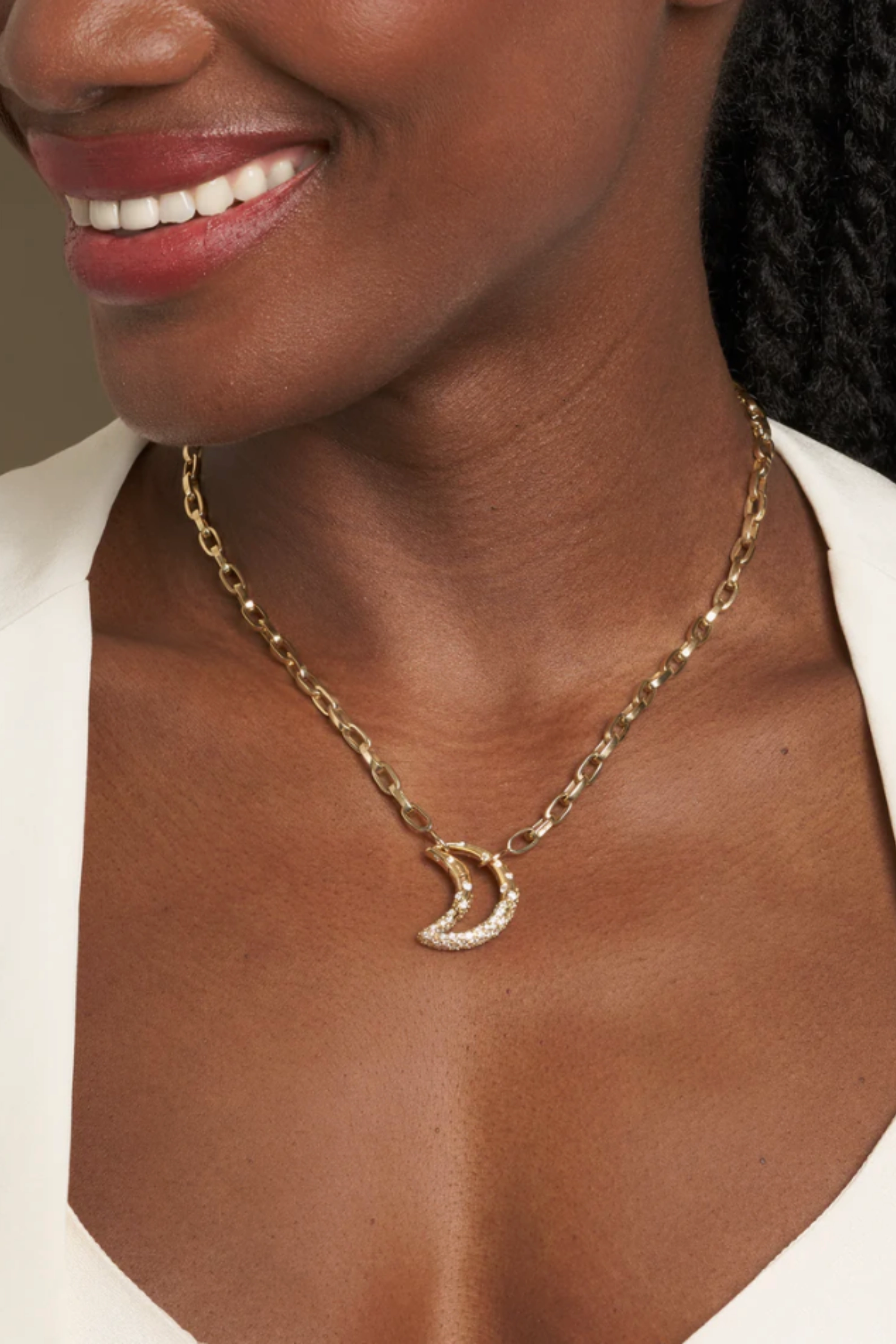 Diamond Dipped Moonlock, Yellow Gold