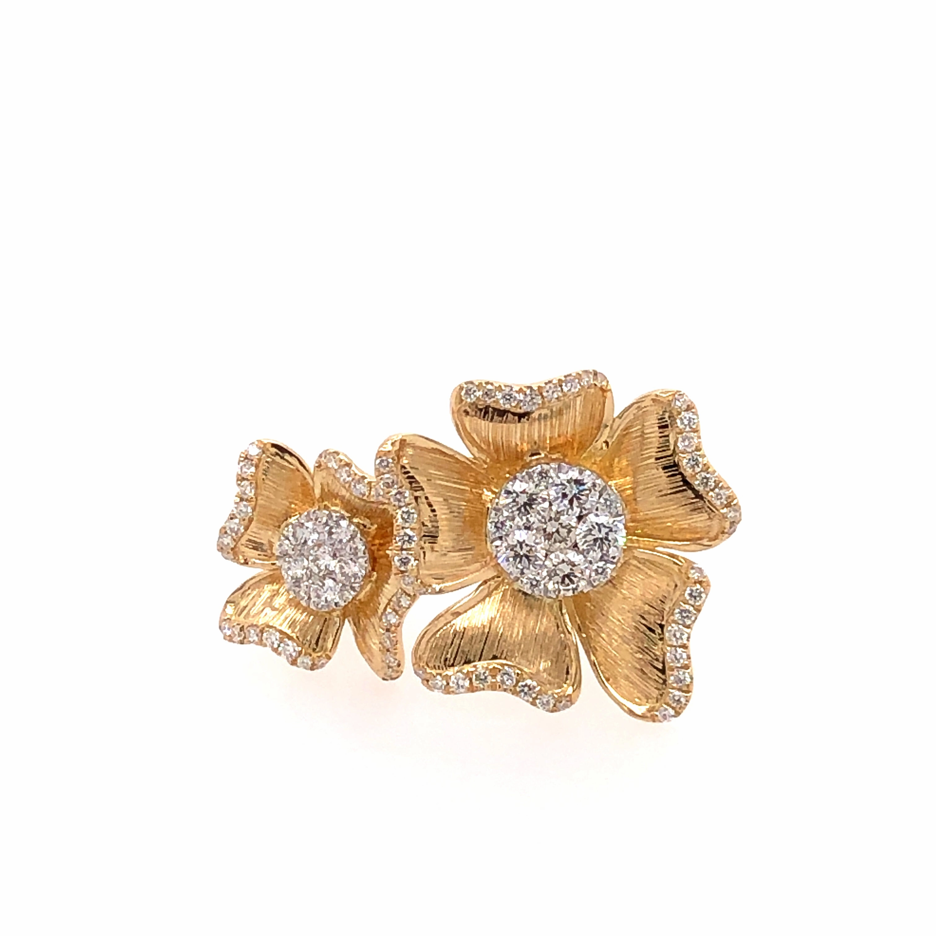 Diamond Double Flower Ring