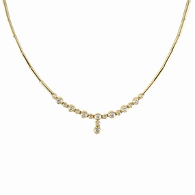 Diamond Drop Center Bar Link Necklace