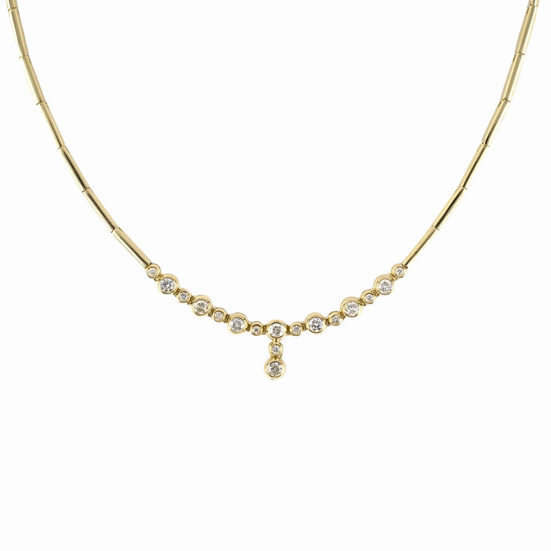 Diamond Drop Center Bar Link Necklace