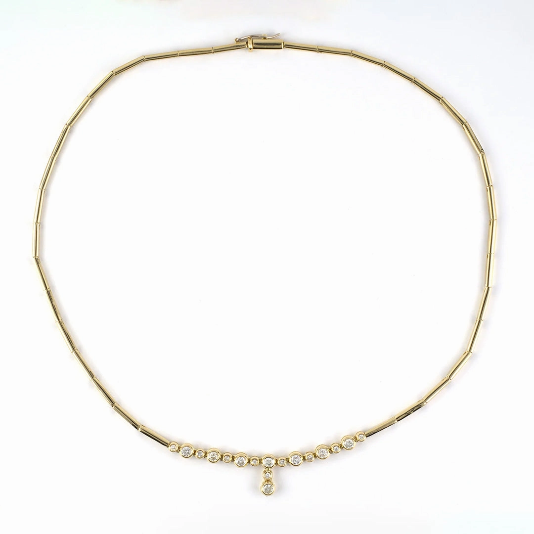 Diamond Drop Center Bar Link Necklace
