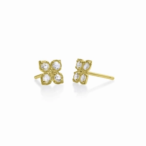 Diamond Flower Charm Earrings