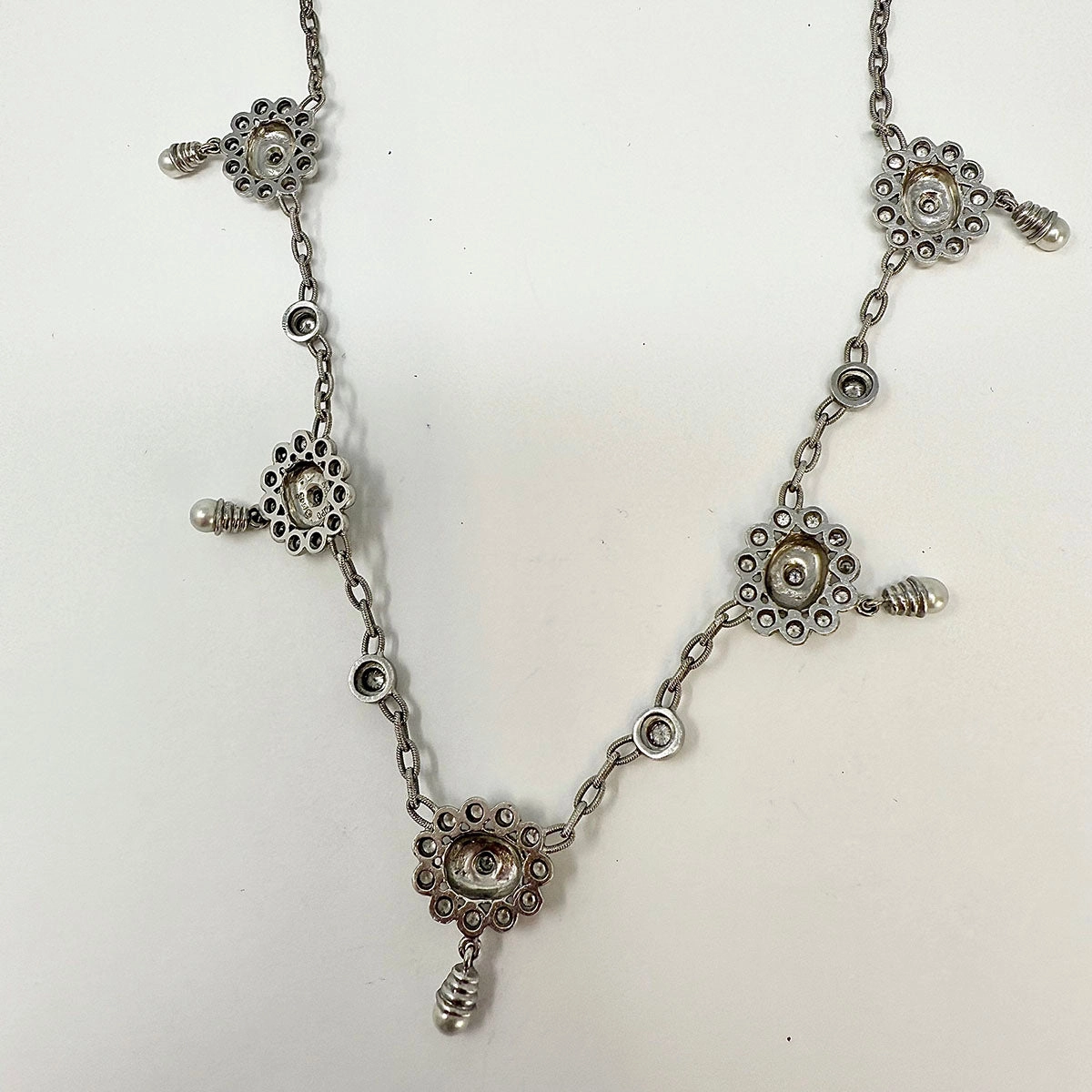 Doris Panos 18K White Gold Pearl and Diamond Necklace