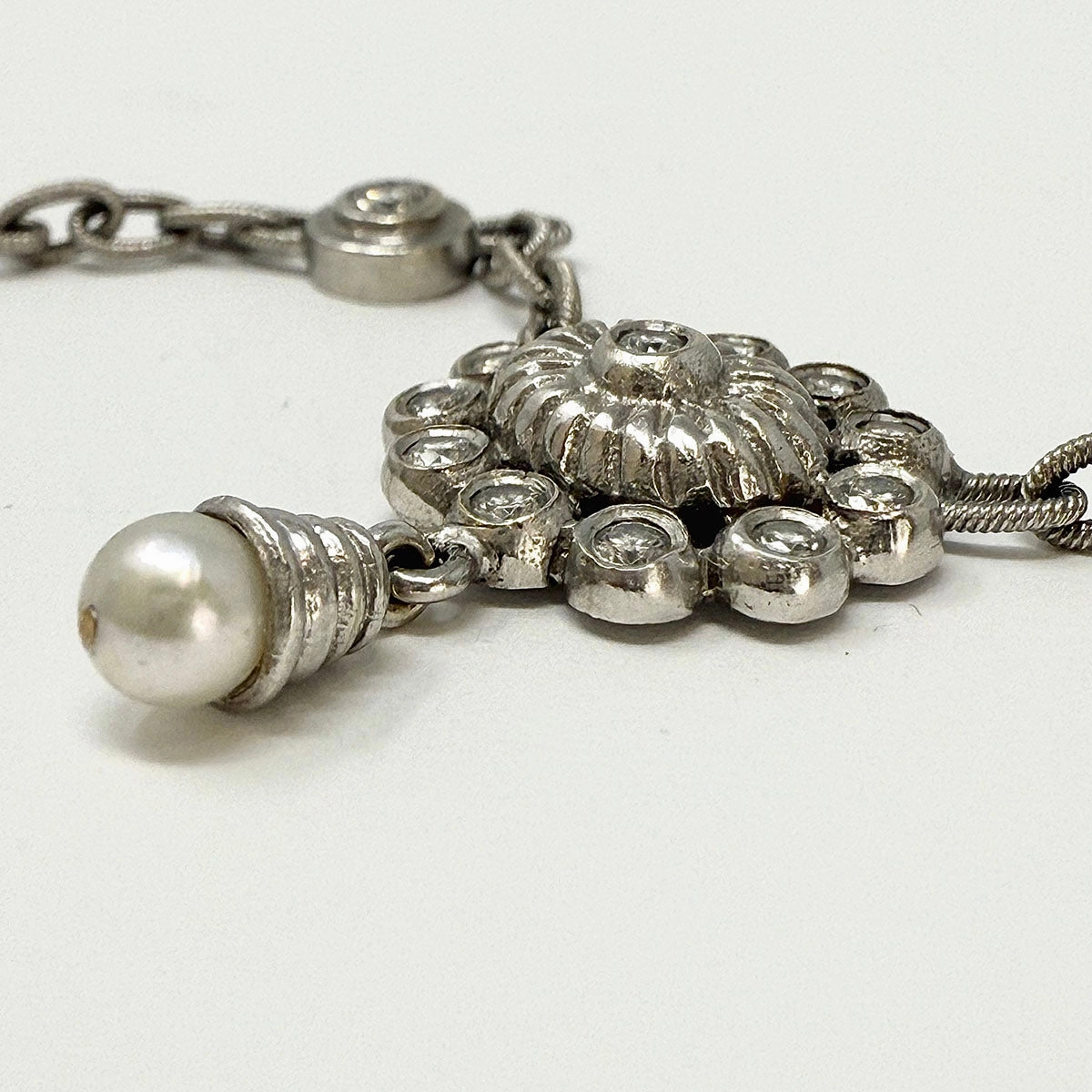 Doris Panos 18K White Gold Pearl and Diamond Necklace