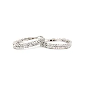 Double Row White Gold Diamond Hoops