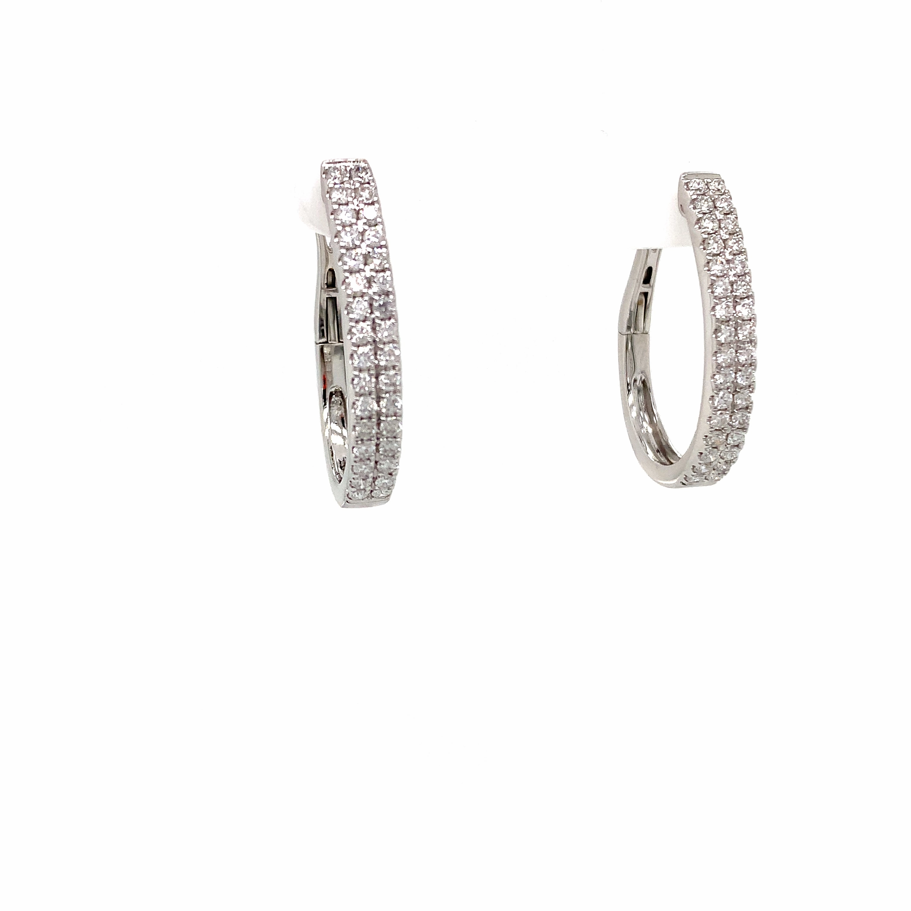 Double Row White Gold Diamond Hoops