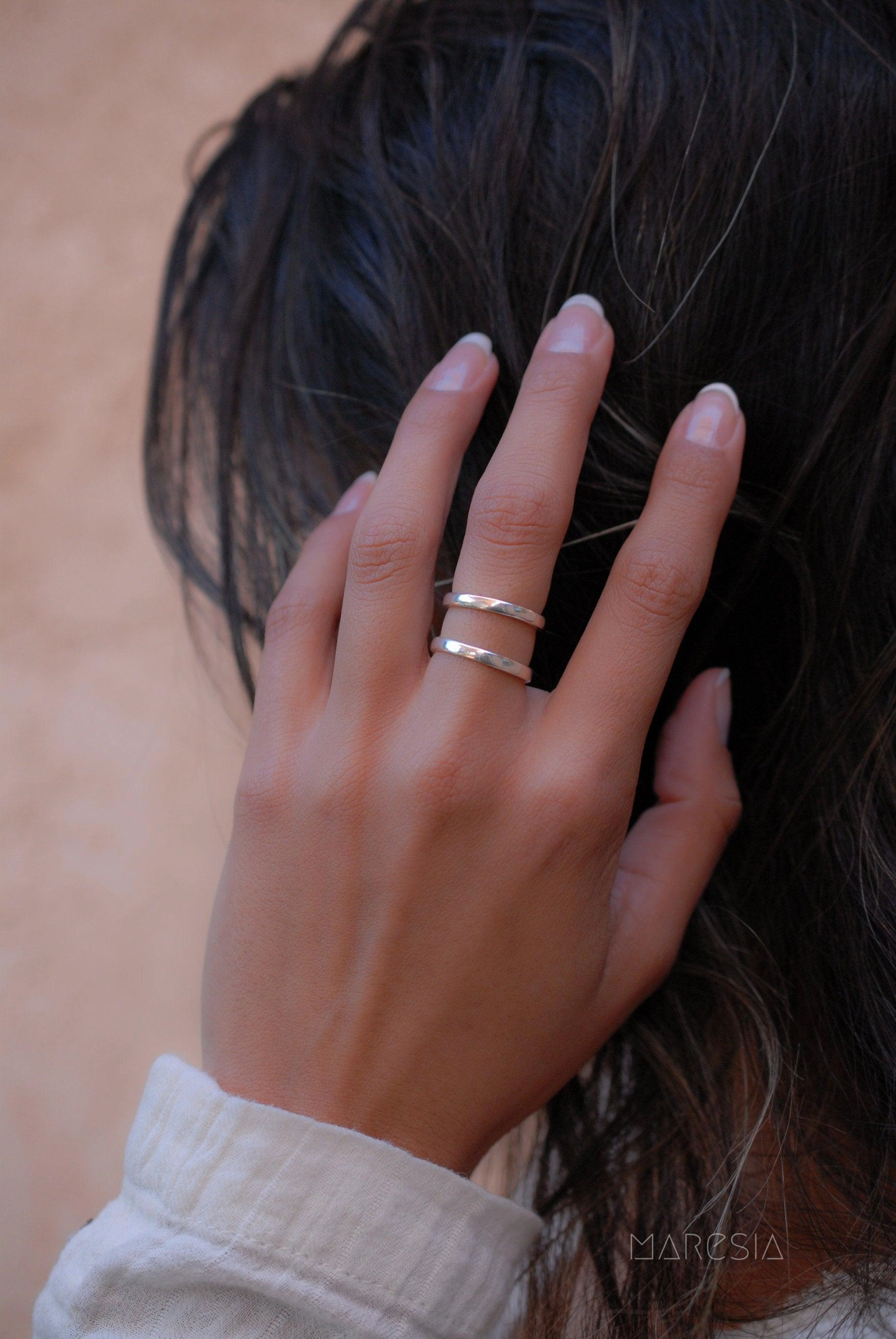 Double Thin Band Ring ~ Sterling Silver 925 ~ MR146