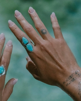 Double Turquoise Ring ~ Sterling Silver 925 ~ MR251