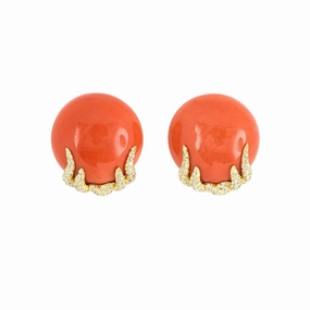 Dunay Coral & Diamond Earrings