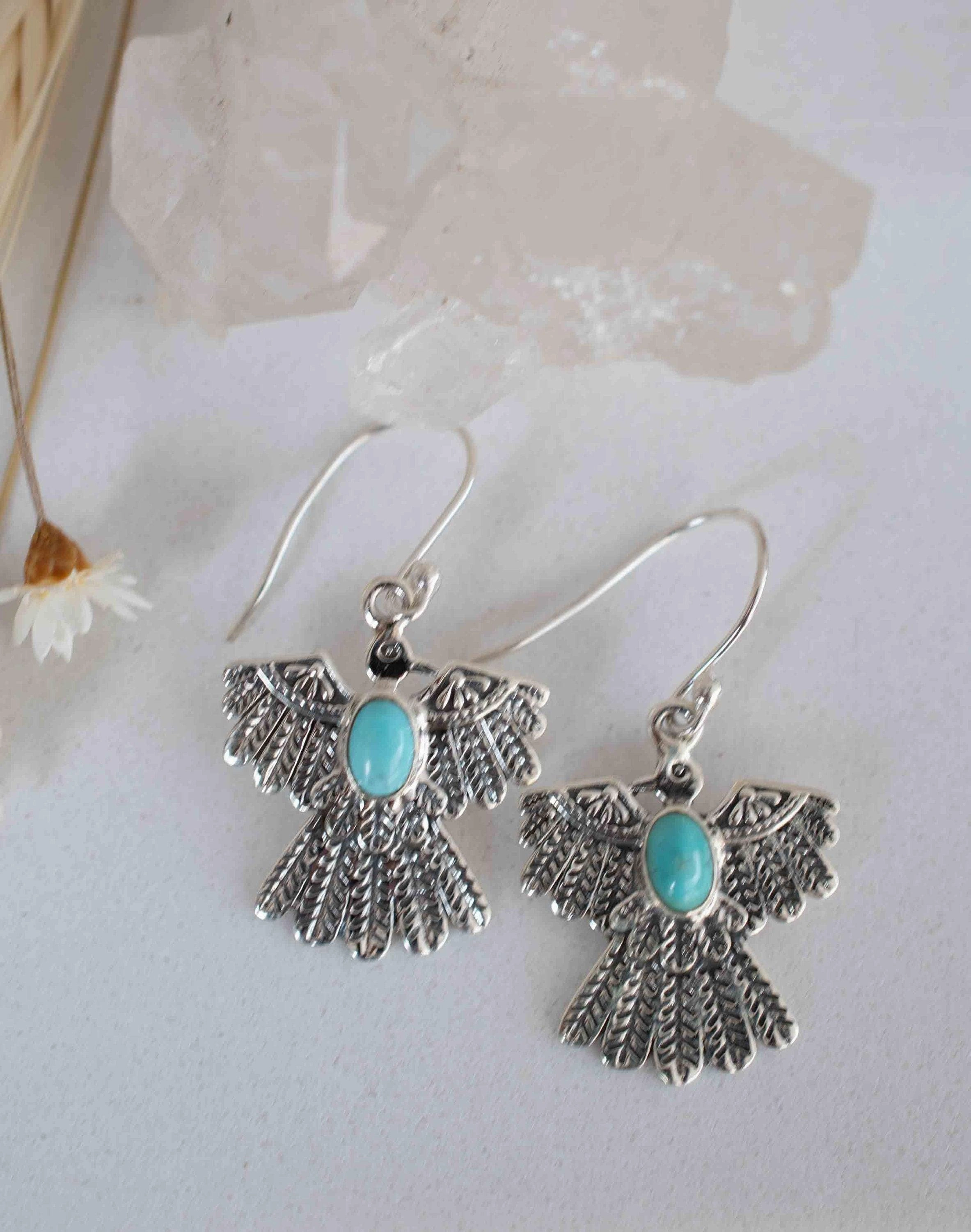 Eagle Earrings ~ Turquoise ~ Sterling Silver 925 ~ME032