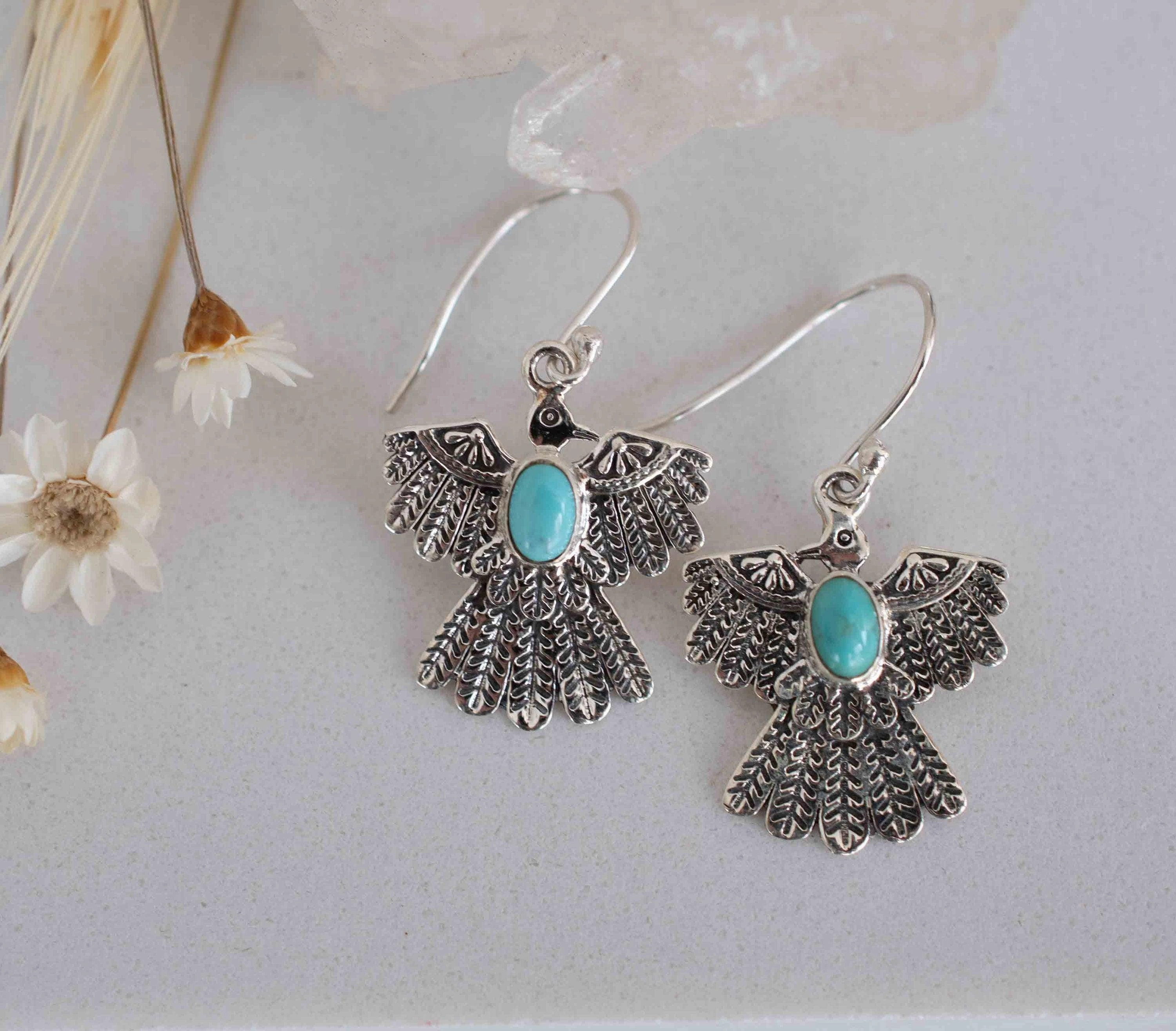 Eagle Earrings ~ Turquoise ~ Sterling Silver 925 ~ME032