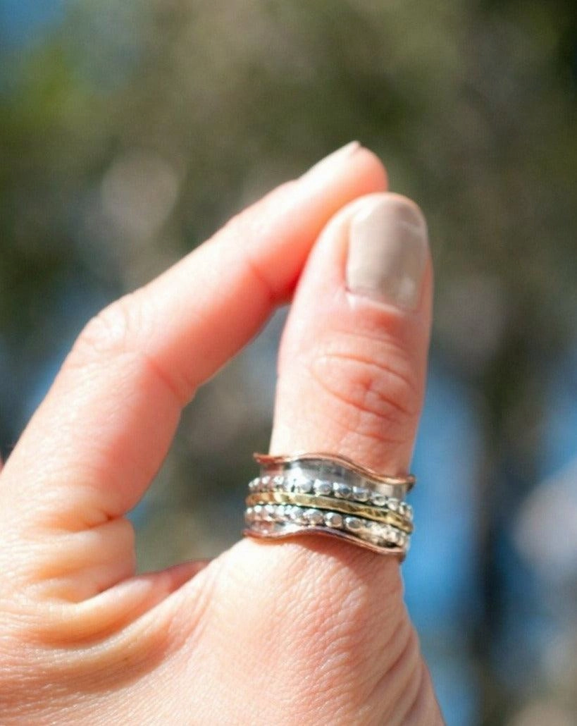 Embau Meditation Ring ~  Sterling Silver 925 & Copper & Bronze ~MS009