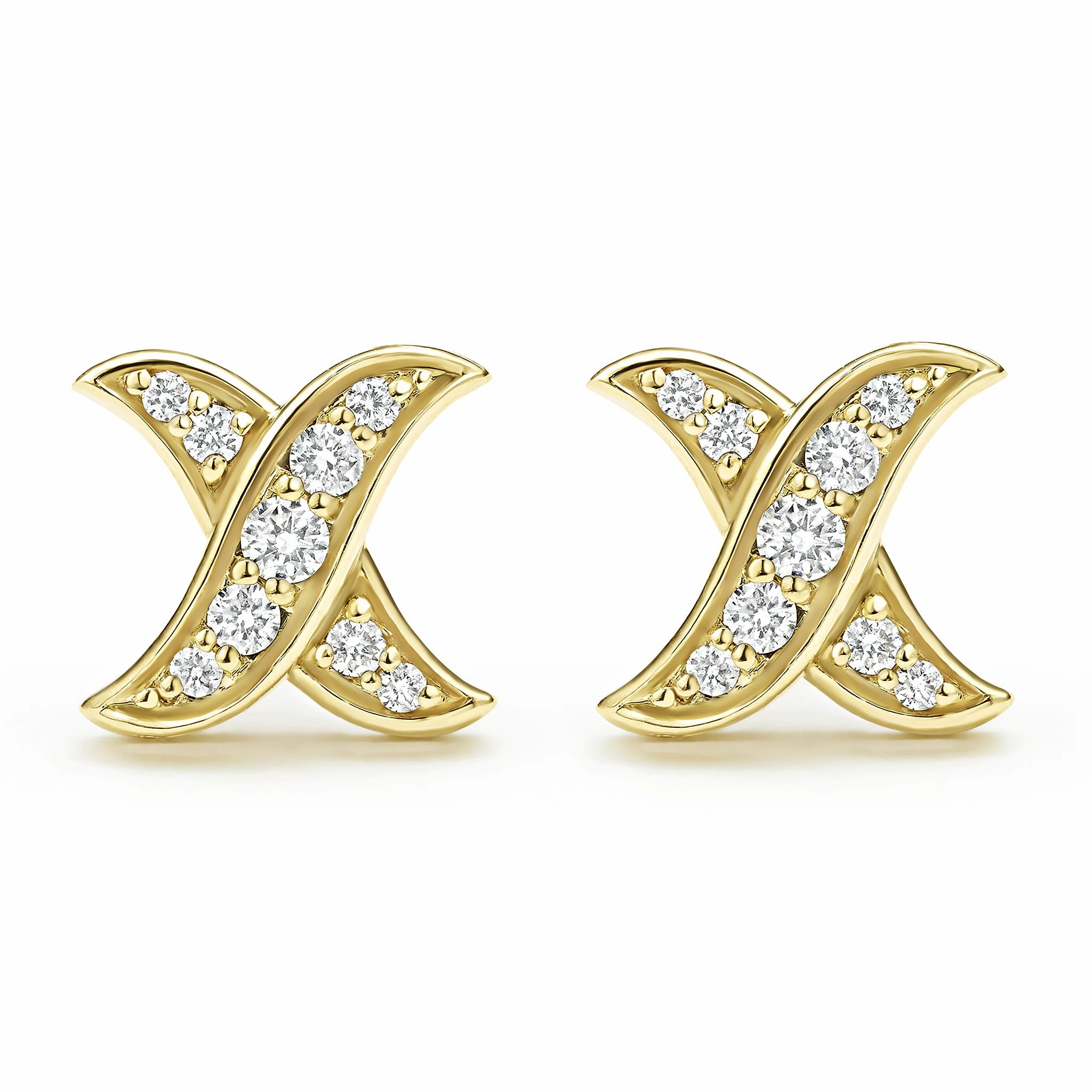 Embrace 18K Gold X Diamond Stud Earrings
