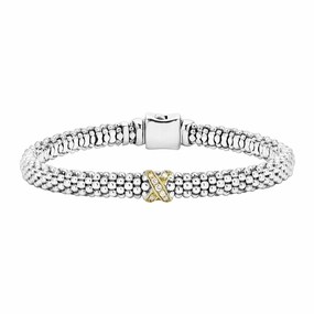 Embrace Single Station X Two-Tone Diamond Bracelet | 6mm