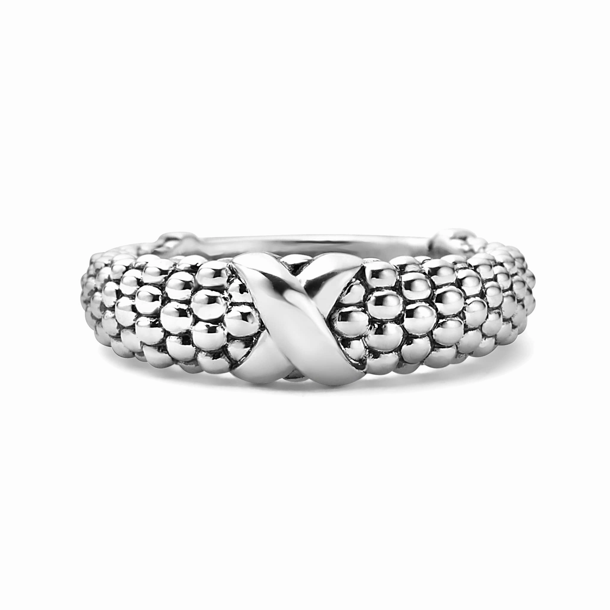 Embrace Sterling Silver X Beaded Ring