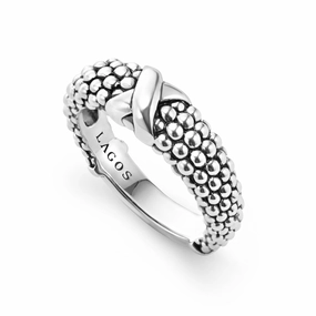 Embrace Sterling Silver X Beaded Ring