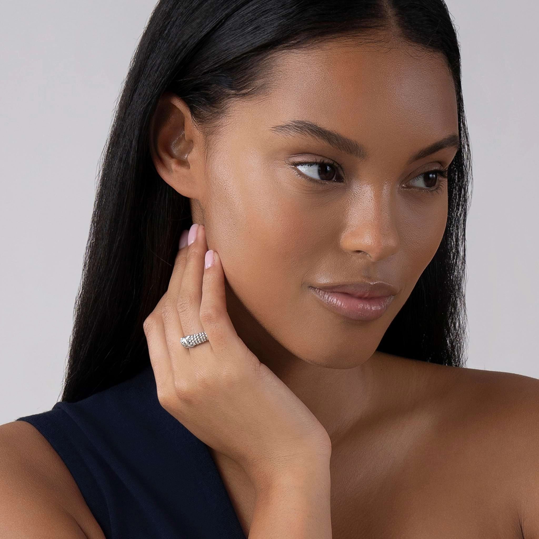 Embrace Sterling Silver X Beaded Ring