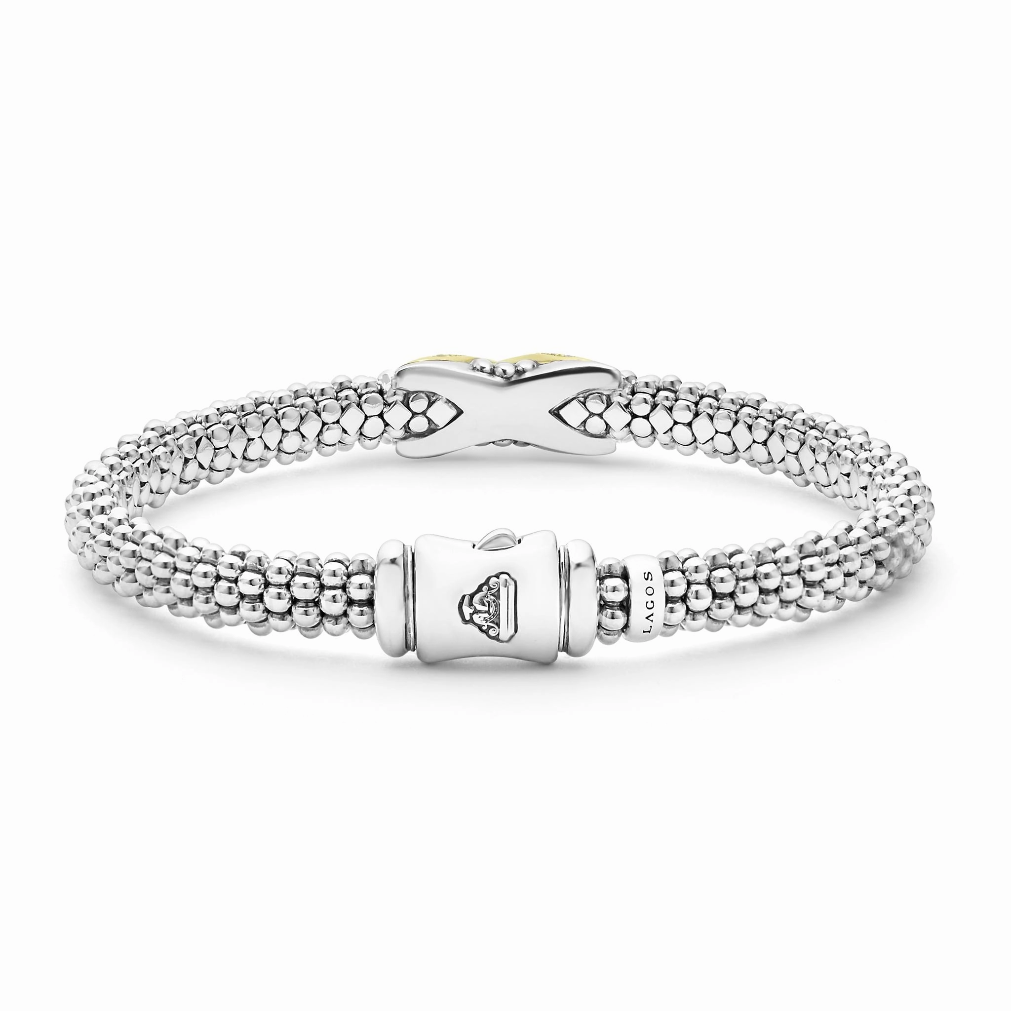 Embrace Two-Tone Diamond X Caviar Bracelet | 6mm