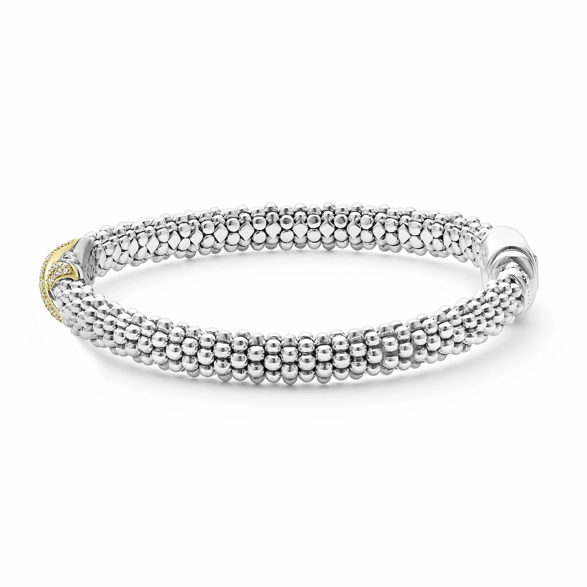 Embrace Two-Tone Diamond X Caviar Bracelet | 6mm