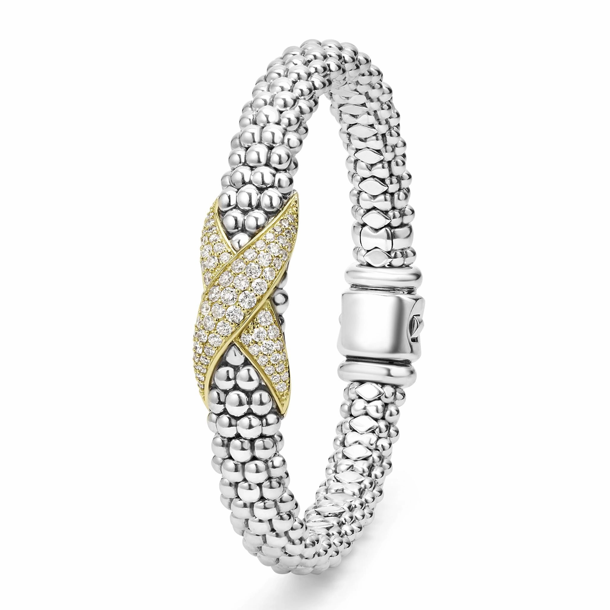 Embrace Two-Tone Diamond X Caviar Bracelet | 9mm
