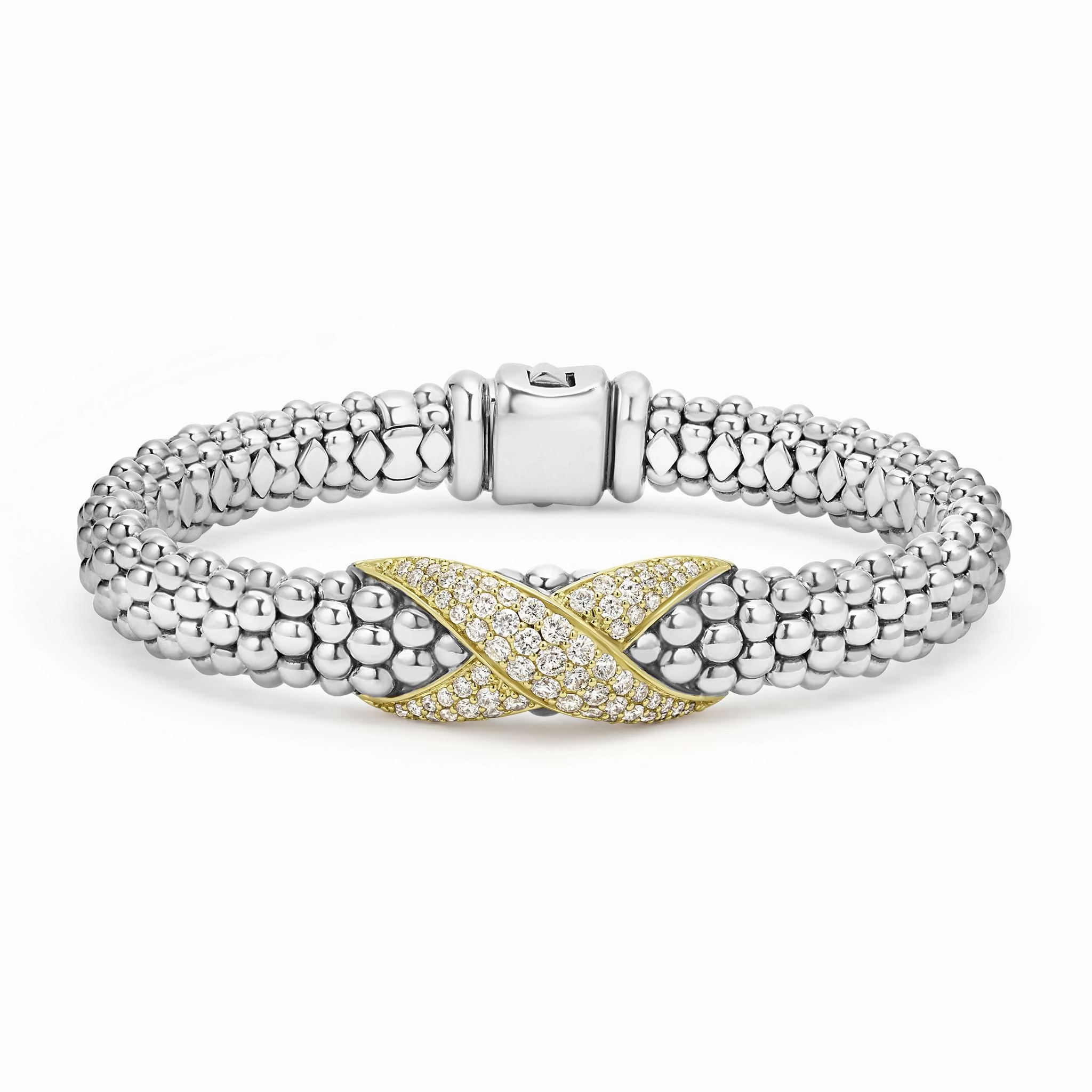 Embrace Two-Tone Diamond X Caviar Bracelet | 9mm