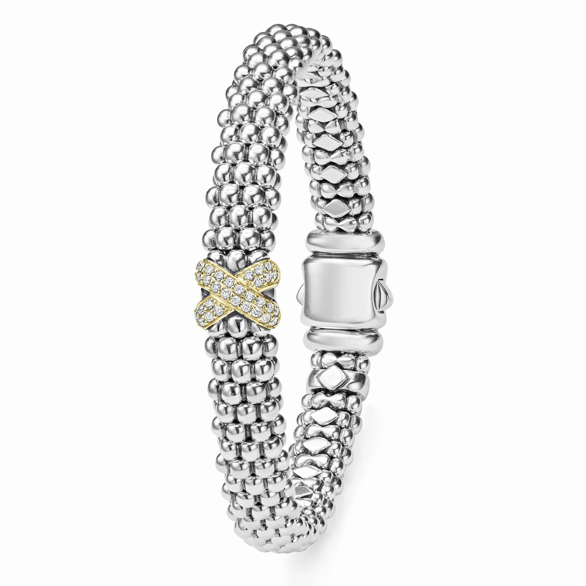Embrace Two-Tone X Caviar Diamond Bracelet | 9mm